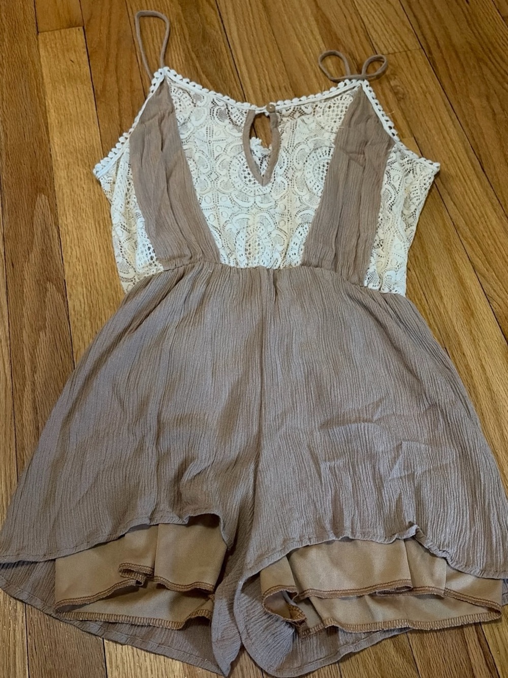 Women's Lace-Back Romper - Picture 2 of 2